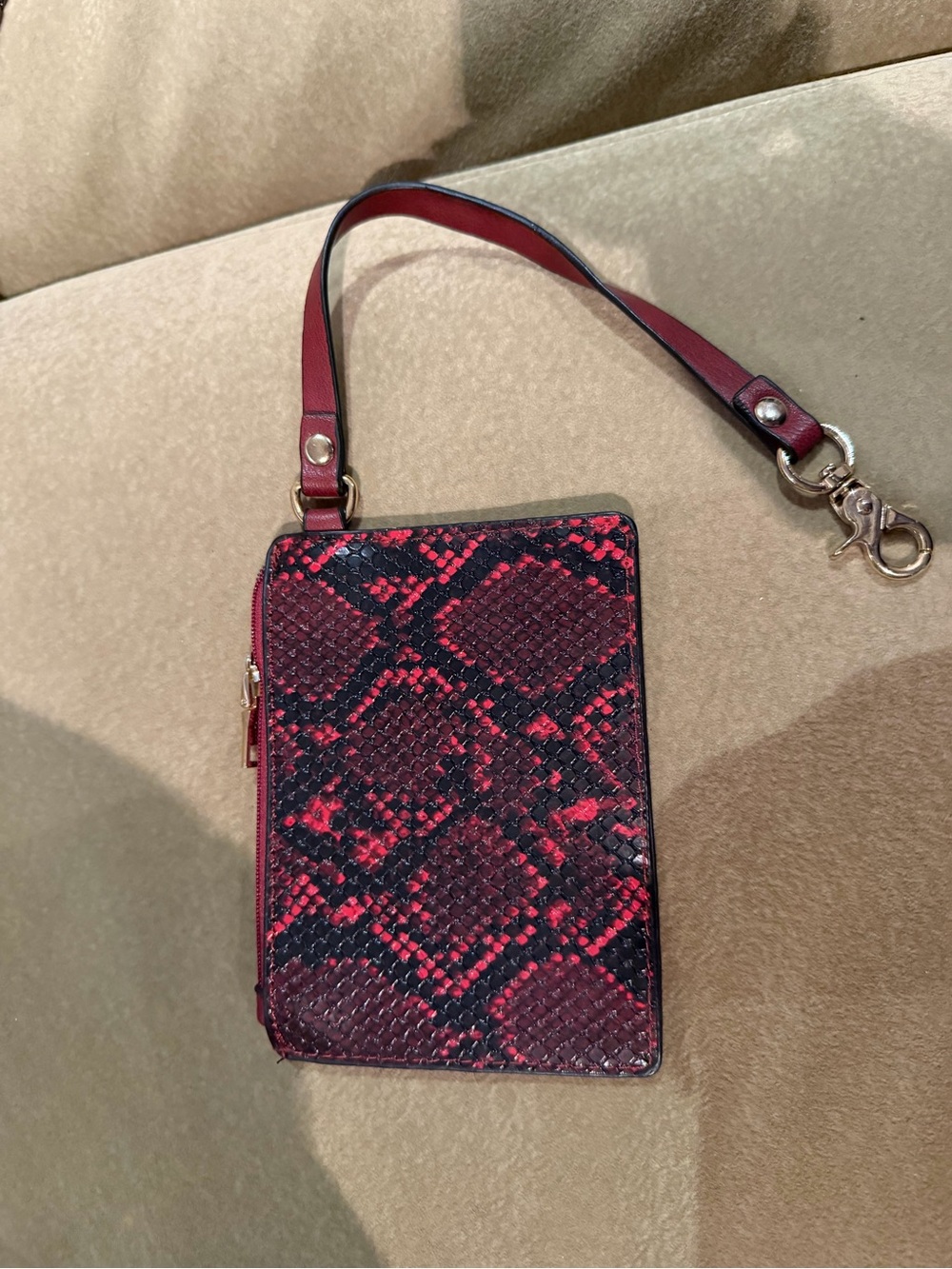 Red Snake-Print Wristlet Wallet - Women